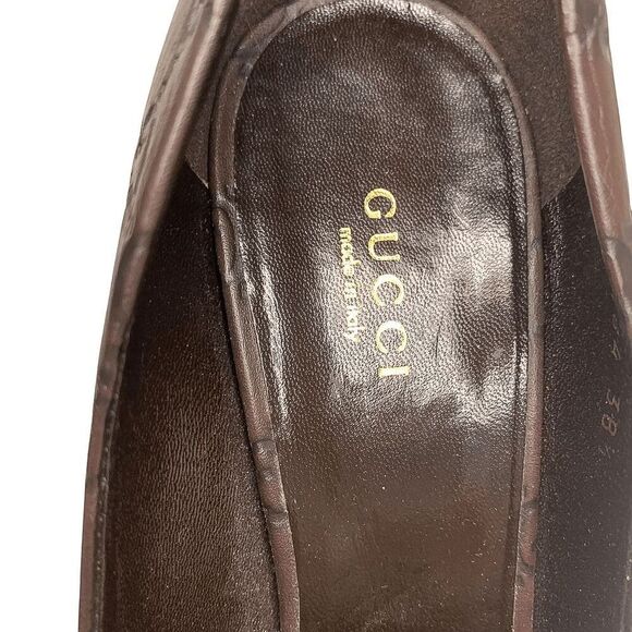 Gucci Chocolate Brown Leather Pumps Horsebit Heel EU 38.5 US 8.5 Made in Italy - Picture 12 of 12